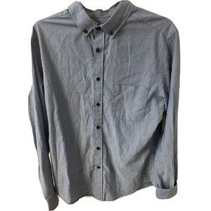 NEW Men's Goodfellow Long Sleeve Button Down Collared Over Shirt, Size M-Blue